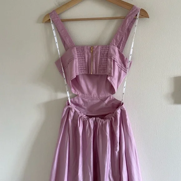 Aje Frequency Midi Dress Women’s Size 0 Cutout Cotton Pink - Picture 7 of 12